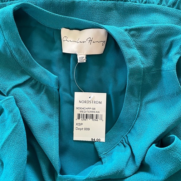 Charles Henry Drop Waist Ruffle Hem Sleeveless Shift Dress in Mediterranean NWT - Picture 5 of 5